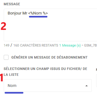 personnaliser les sms avec des variables