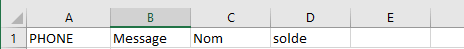 fichier excell de contact sms